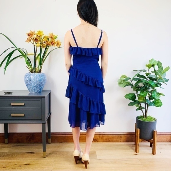 💋A.B.S. Ruffle mini blue purple dress size XS - Picture 3 of 16